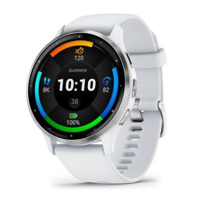   Garmin Venu 3 Silver Stainless Steel Bezel with Whitestone Case and Silicone Band