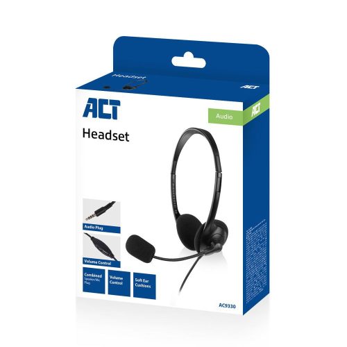 ACT AC9330 Headset with 3.5mm audio jack Black