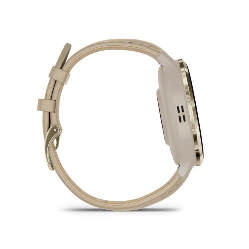 Garmin Venu 3S French Grey-Cream Gold with Leather and Silicone Strap