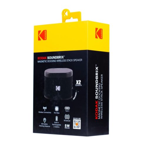 Kodak BRIXBK2 Soundbrix Mini Bluetooth Coloured Portable Two Speakers Black