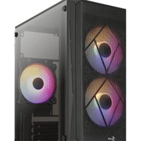   Aerocool CS-107 Mesh FRGB táp nélküli ablakos MT Mini Tower számítógépház fekete