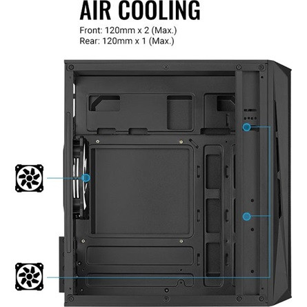 Aerocool CS-107 Mesh FRGB táp nélküli ablakos MT Mini Tower számítógépház fekete